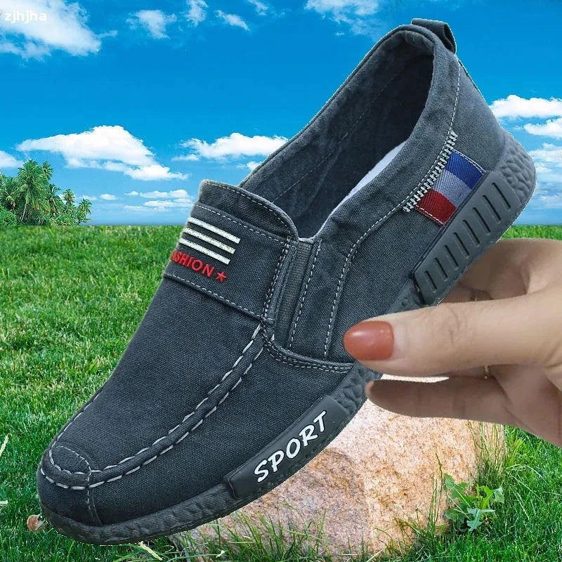 Fashion Men Canvas Shoes Male Summer Casual Denim Shoes Mens Vulcanize Sneakers Slip on Loafers Driving Moccasin Chaussure Homme