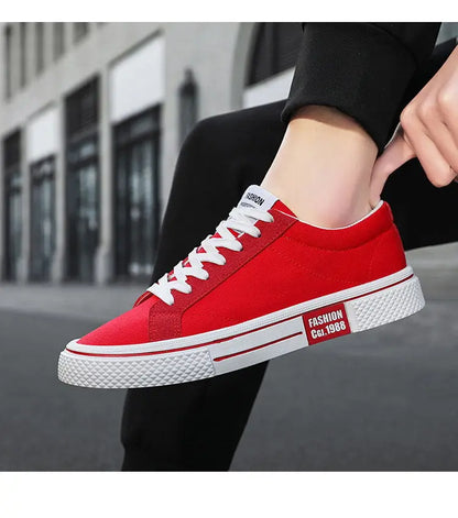 Hot Sale Fashion Red Canvas Shoes Men Classic Low-top Men's Canvas Sneakers Harajuku Hip Hop Skateboard Shoes Men Casual Sneaker