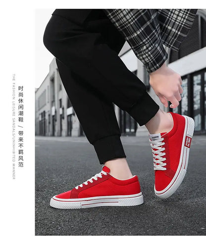 Hot Sale Fashion Red Canvas Shoes Men Classic Low-top Men's Canvas Sneakers Harajuku Hip Hop Skateboard Shoes Men Casual Sneaker