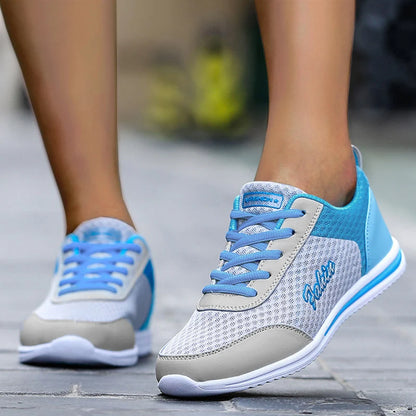 Breathable 2024 New Sneakers For Women Fashion Solid Color Soft Women Sneakers Mesh Fabric Lace Up Female Footwear Ladies Shoes