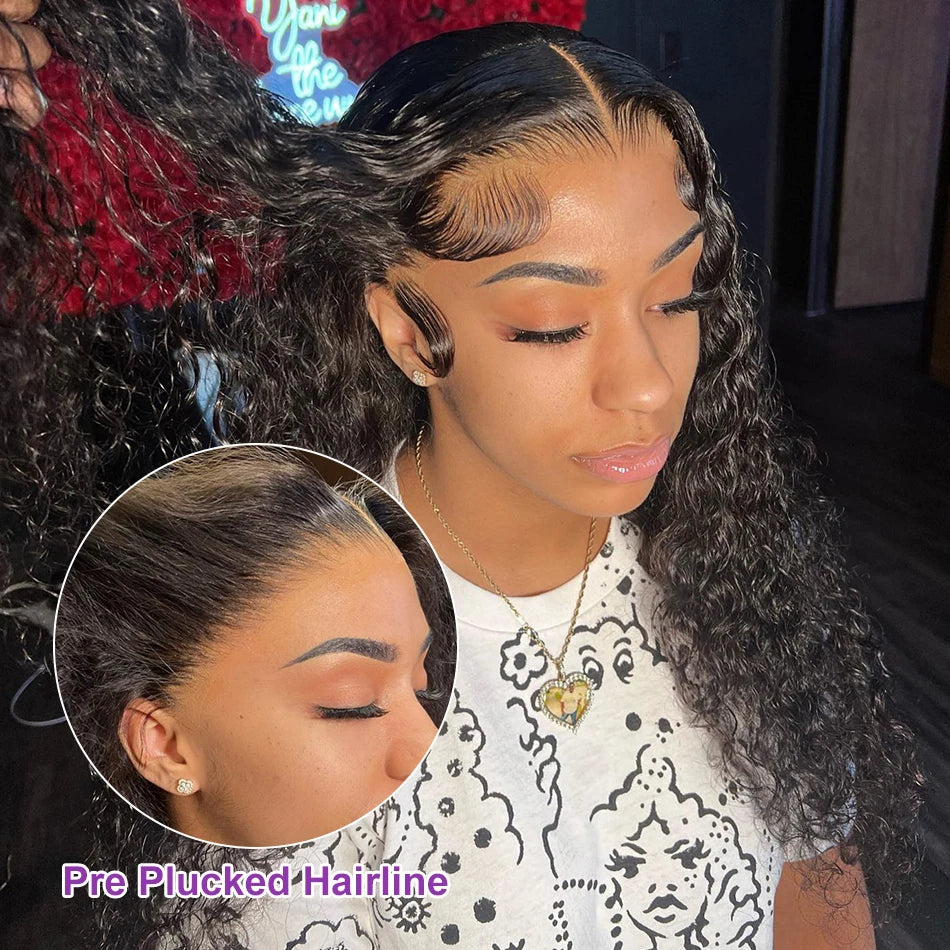 250 Density 13x6 HD Water Curly Glue less Lace Frontal