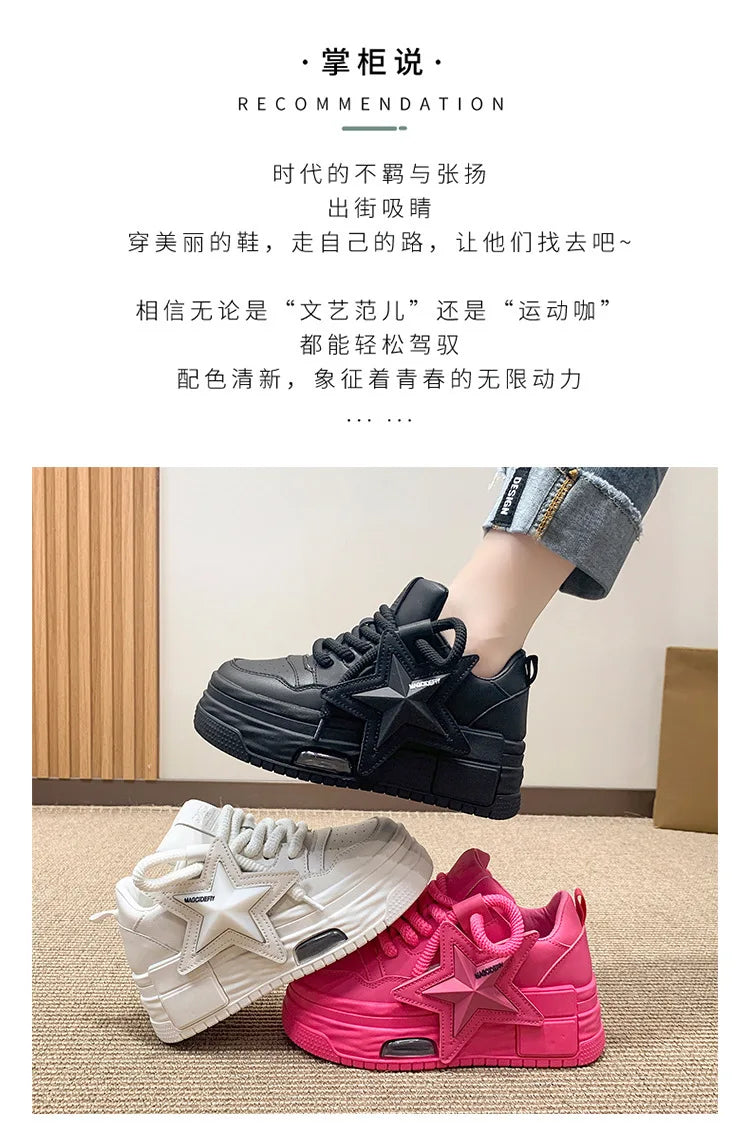 Comemore Women's Sports Shoes 2024 Autumn Comfortable Fashion White Female Thick Bottom Skateboard Shoe Women Casual Sneakers