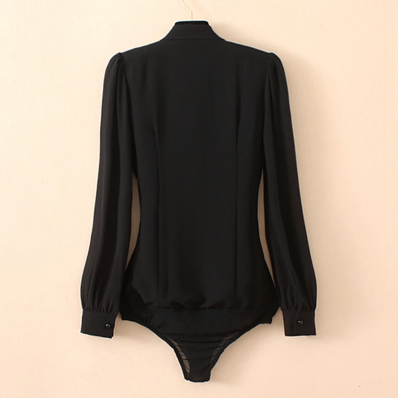 Black Chiffon Bodysuits for Women