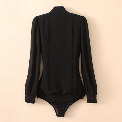 Black Chiffon Bodysuits for Women