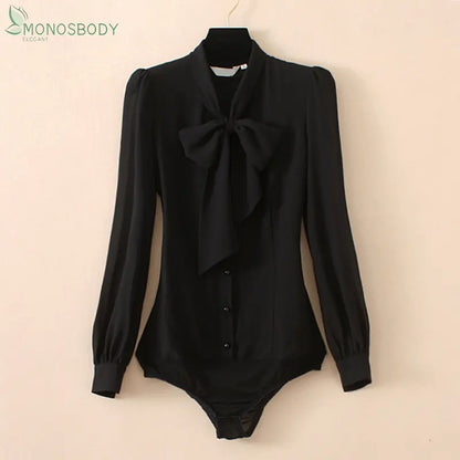 Black Chiffon Bodysuits for Women