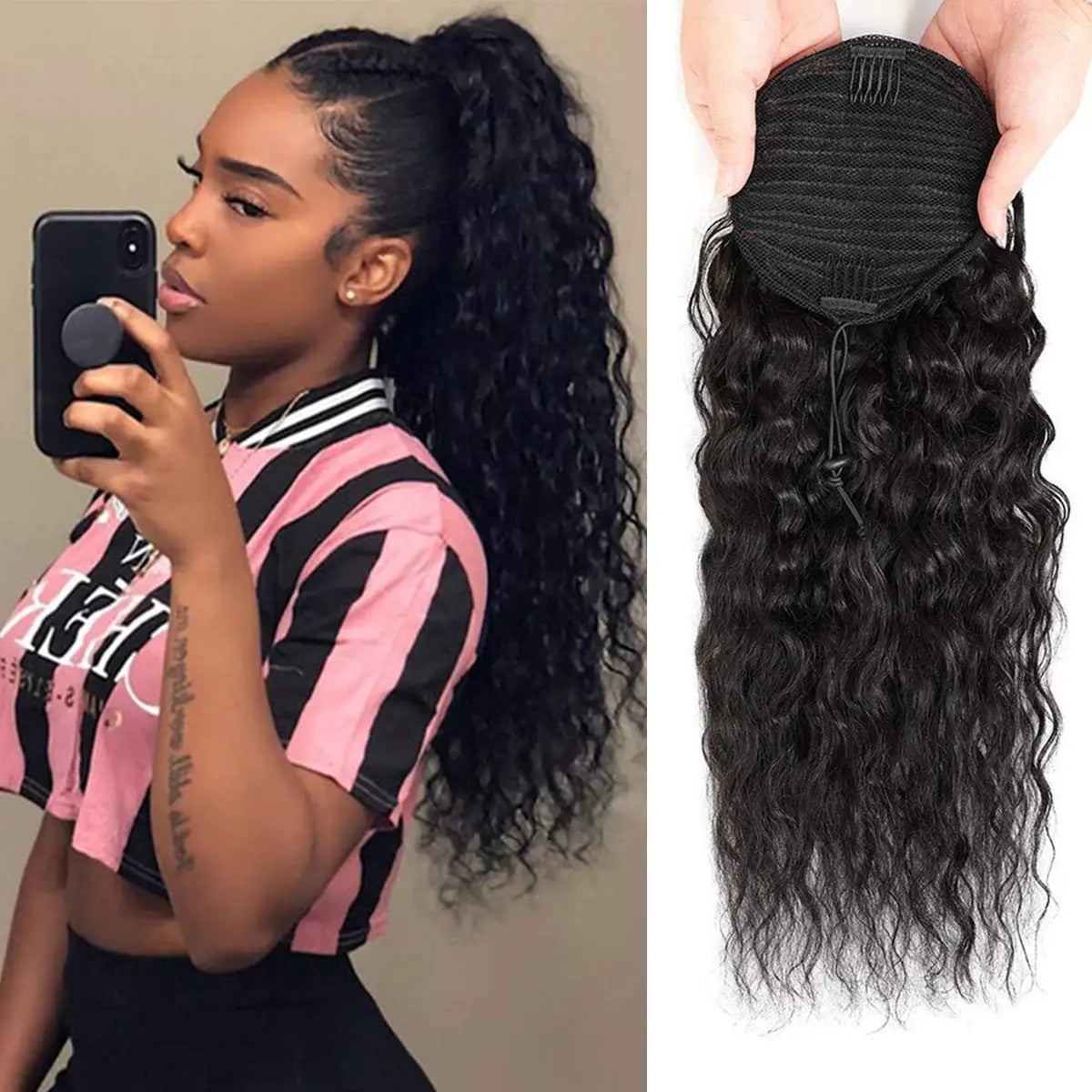 Corn Wave Drawstring Ponytail Hair Extensions