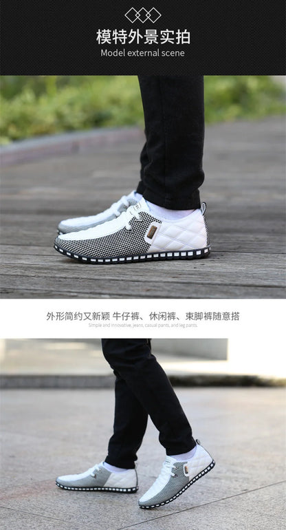 Breathable Light Weight White Sneakers. 
Driving Shoes, Autumn Men's Casual Shoes.