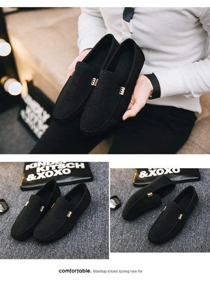 Black Loafers for Men.
Soft Bottom Casual Shoes. Classic Comfort Moccasins Shoes 
Man Flat Driving Shoes Light For Walking.