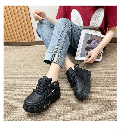 Comemore Women's Sports Shoes 2024 Autumn Comfortable Fashion White Female Thick Bottom Skateboard Shoe Women Casual Sneakers