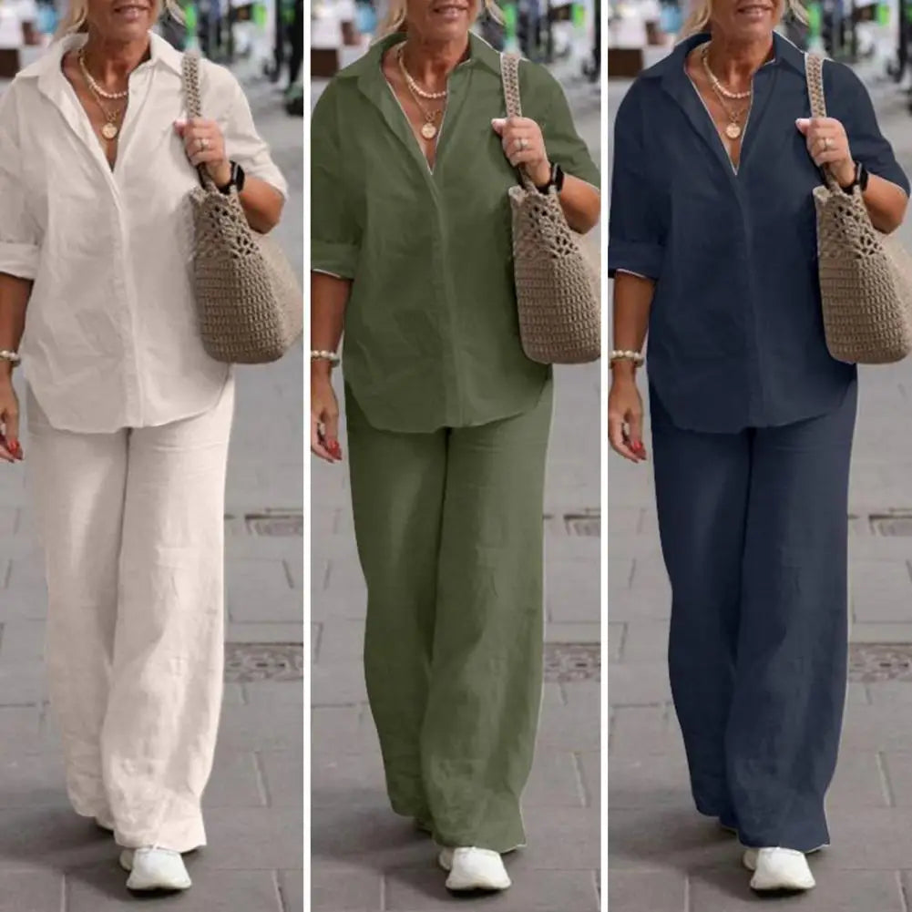 Linen Long Pants Two-piece Set