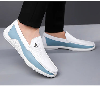 Mens Leather Shoes 2024 Casual Slip on Formal Dress Loafers Breathable Soft Flats for Male Non Slip Driving Office Work Shoes