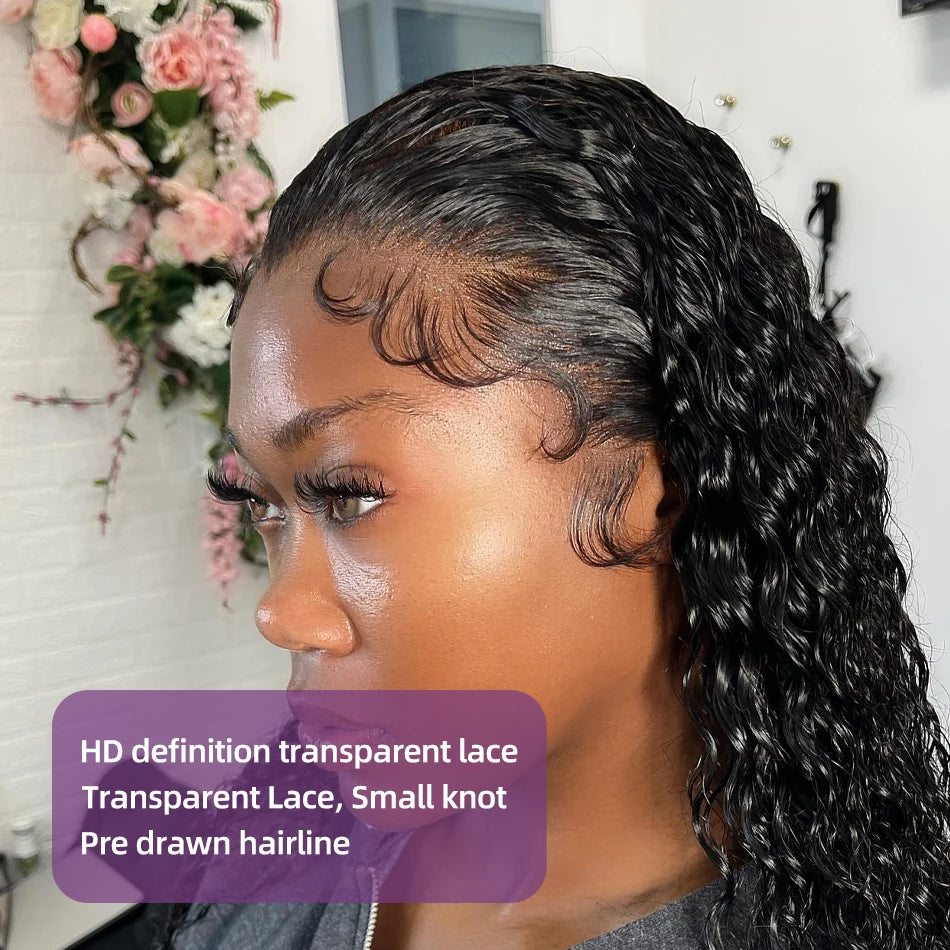 250 Density 13x6 HD Water Curly Glue less Lace Frontal