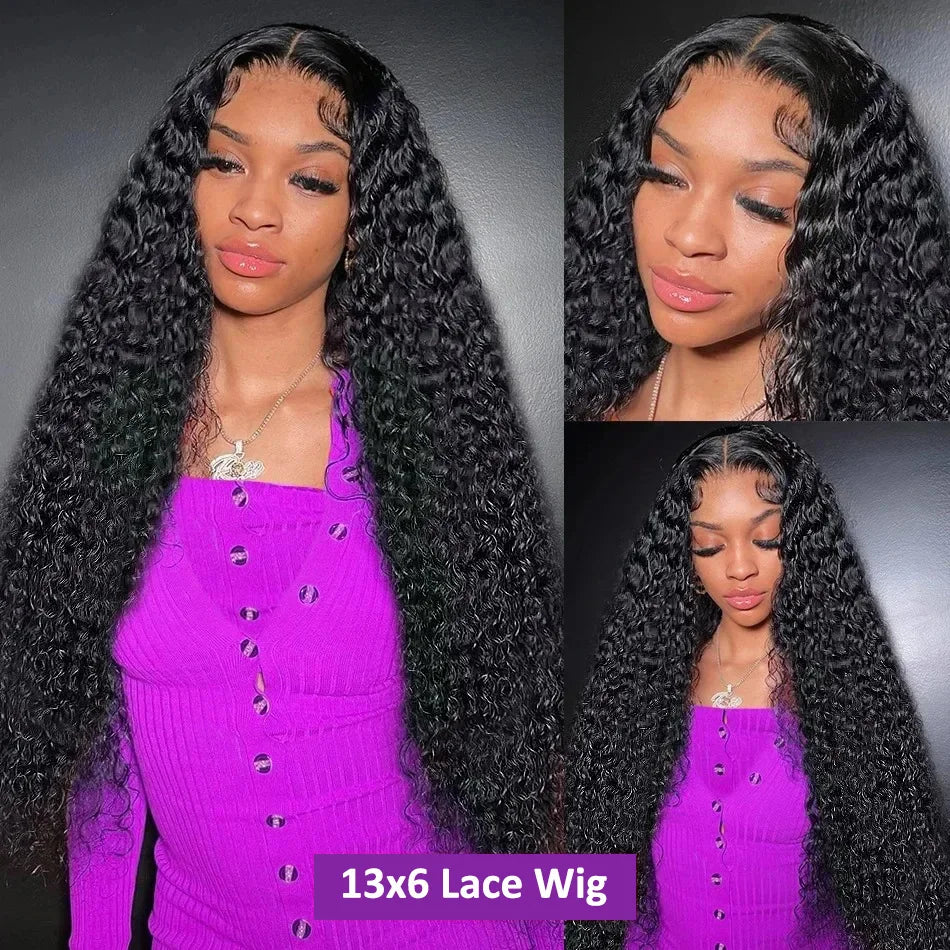 250 Density 13x6 HD Water Curly Glue less Lace Frontal