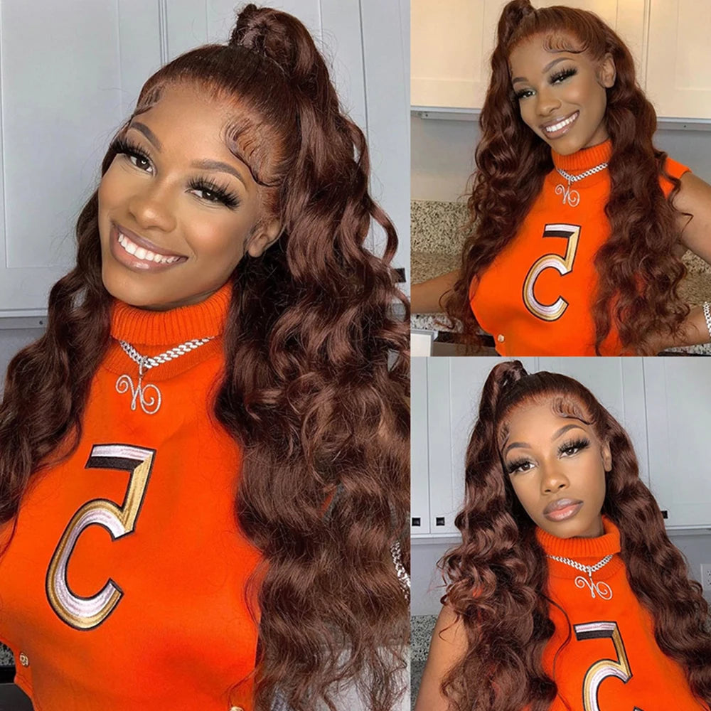 Glue less Brazilian Brown 13x4 Lace Frontal Wigs