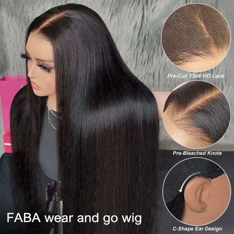 32 Inch Black Straight Lace Front Wig