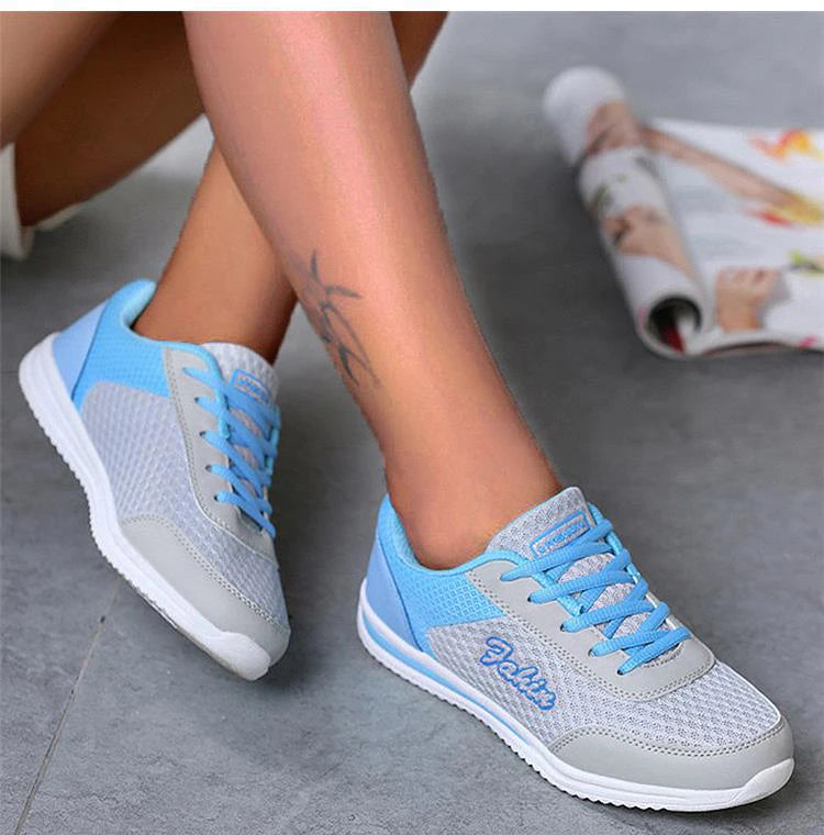 Breathable 2024 New Sneakers For Women Fashion Solid Color Soft Women Sneakers Mesh Fabric Lace Up Female Footwear Ladies Shoes