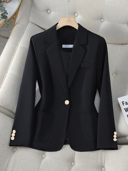 Coffee Black Long Sleeve Single Button Coat