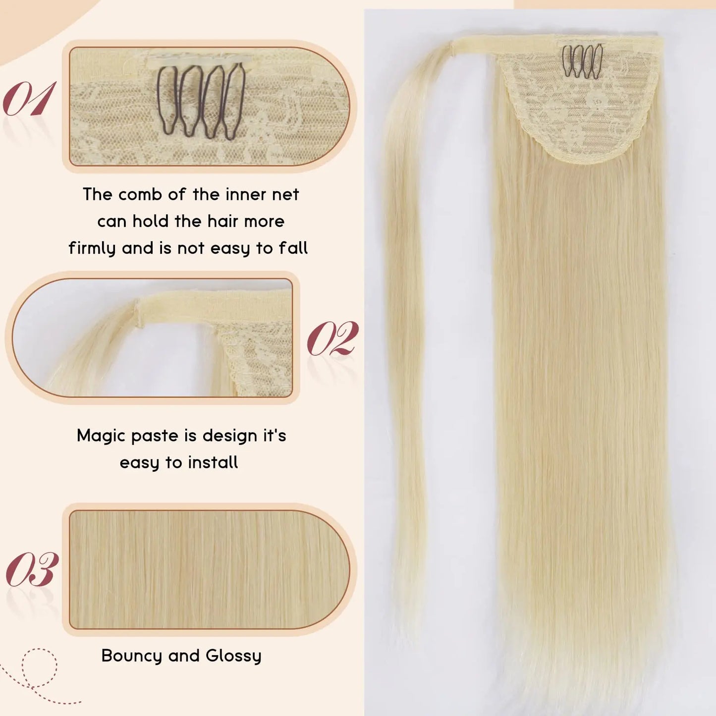 Ponytail Hair Extension with Magic Paste