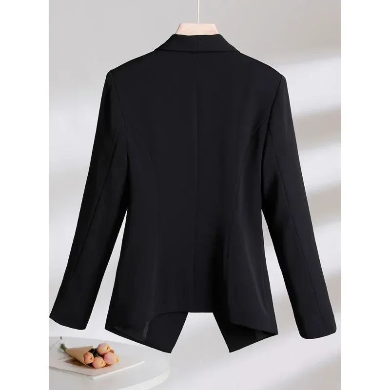 White Black Khaki Solid Ladies Blazer