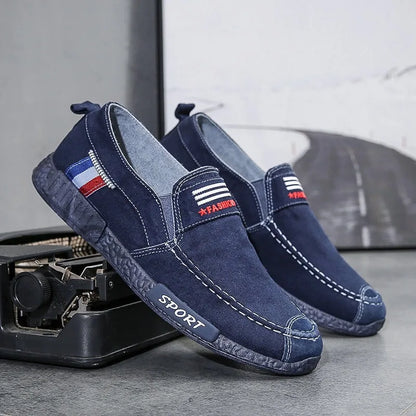 Fashion Men Canvas Shoes Male Summer Casual Denim Shoes Mens Vulcanize Sneakers Slip on Loafers Driving Moccasin Chaussure Homme