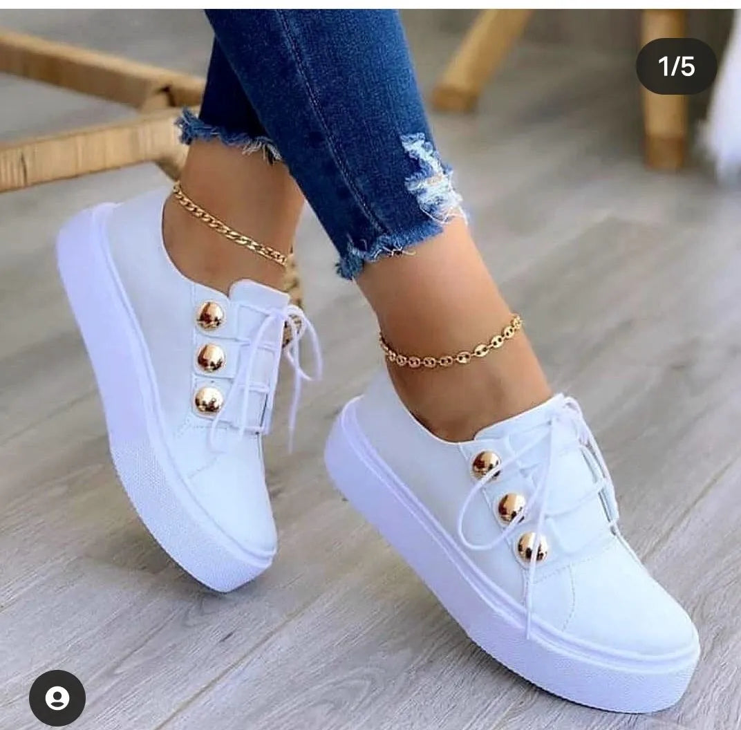 2024 Women Casual Sneakers Woman Fashion Spring Leather PU Sneakers Female Platform Vulcanize Shoes Zapatillas De Mujer