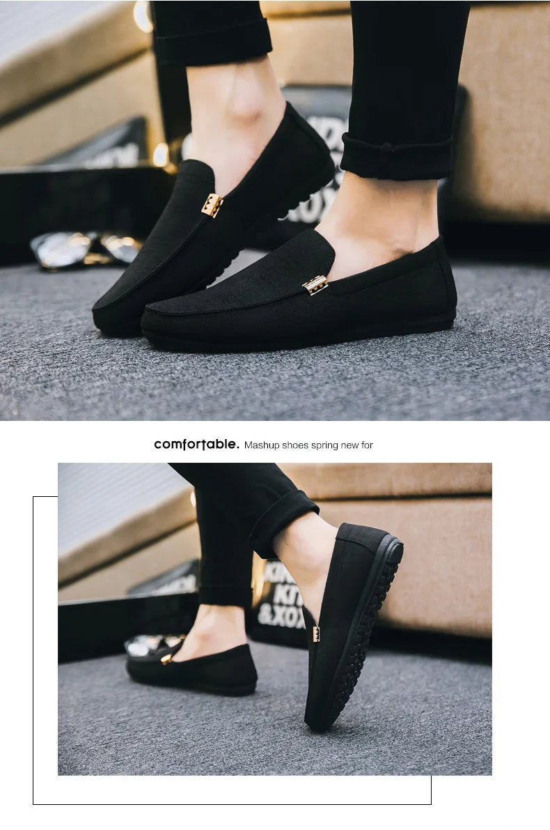 Black Loafers for Men.
Soft Bottom Casual Shoes. Classic Comfort Moccasins Shoes 
Man Flat Driving Shoes Light For Walking.