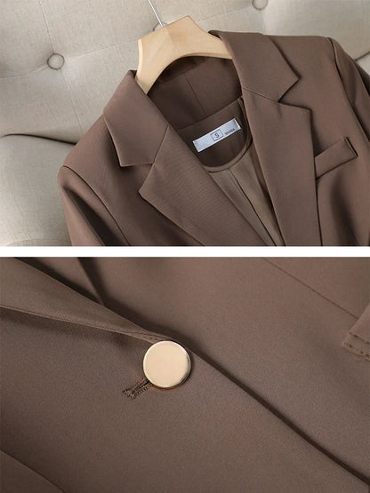 Coffee Black Long Sleeve Single Button Coat