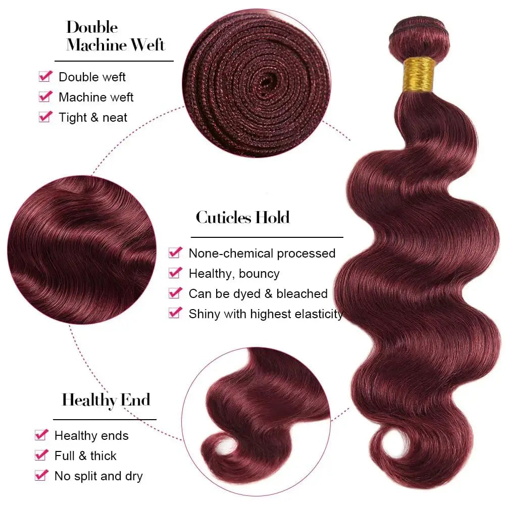 Hair Bundles. Brazilian Red Color Human Hair Bundles