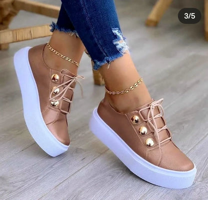 2024 Women Casual Sneakers Woman Fashion Spring Leather PU Sneakers Female Platform Vulcanize Shoes Zapatillas De Mujer