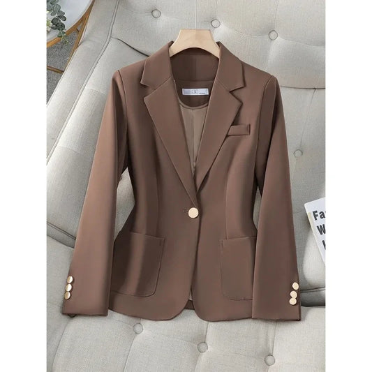 Coffee Black Long Sleeve Single Button Coat