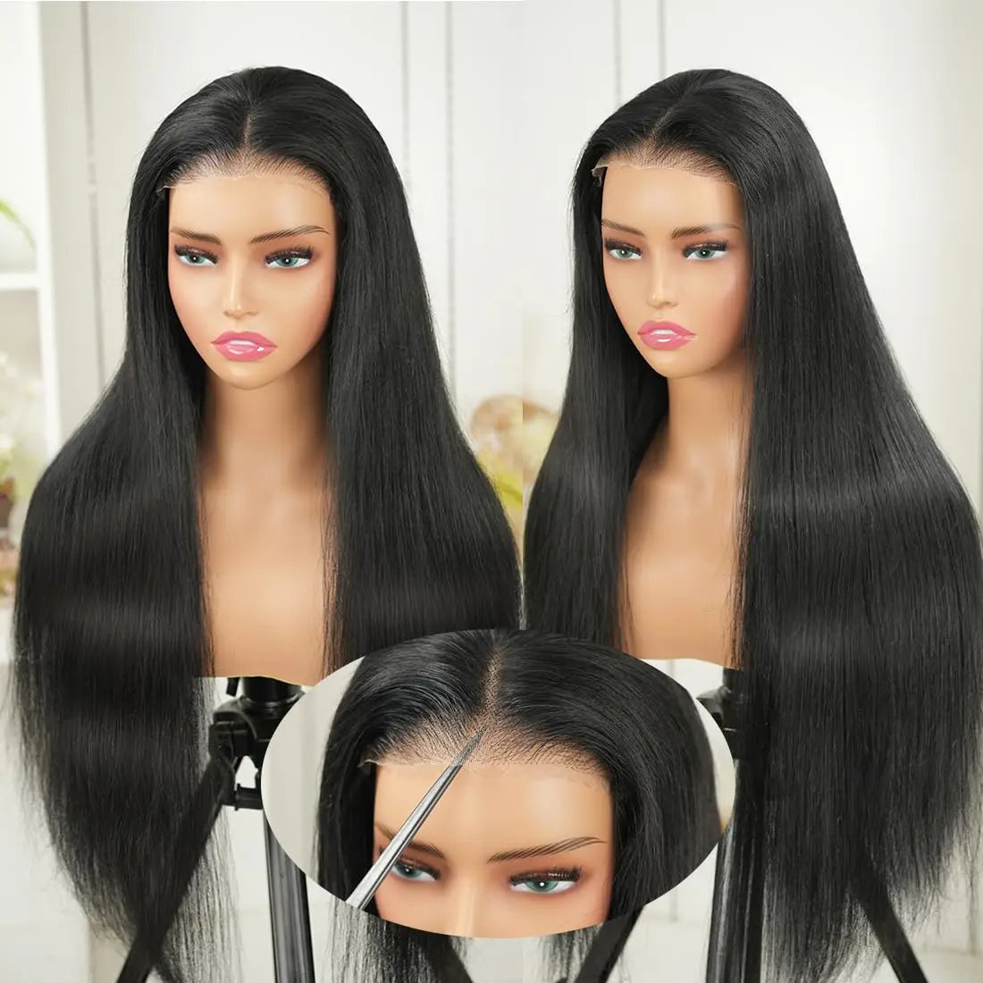 32 Inch Black Straight Lace Front Wig