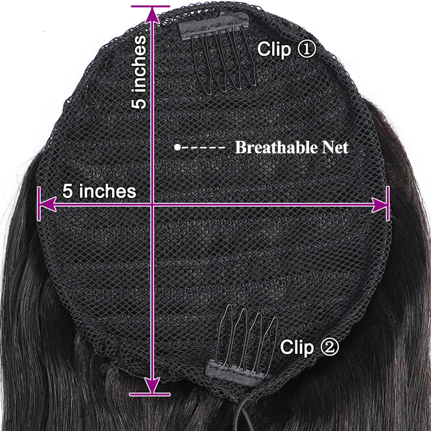 Ponytail Human Hair Extensions With Clip 10"-26" 100gram Natural Color Straight Human Hair Drawstring Ponytail For Women 1 Piece