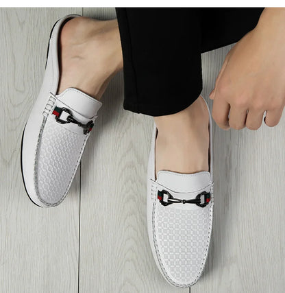 Luxury Brand Designer Summer Shoes,
Genuine Leather Casual Slip On Half Shoes. Men LoafersFlats