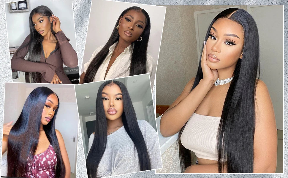 32 Inch Black Straight Lace Front Wig