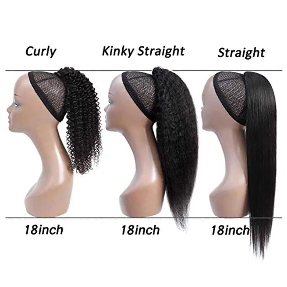 Drawstring Kinky Straight Human Hair