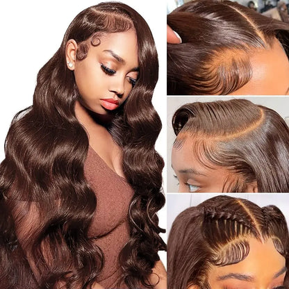 Glue less Brazilian Brown 13x4 Lace Frontal Wigs