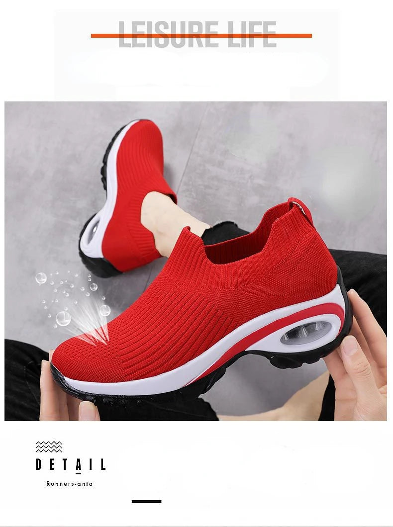 Sneakers Women Fashion Wedge Platform Female New Casual Sport Shoes Ladies Air Cushion Running Mesh Breathable Shoes Wholesale