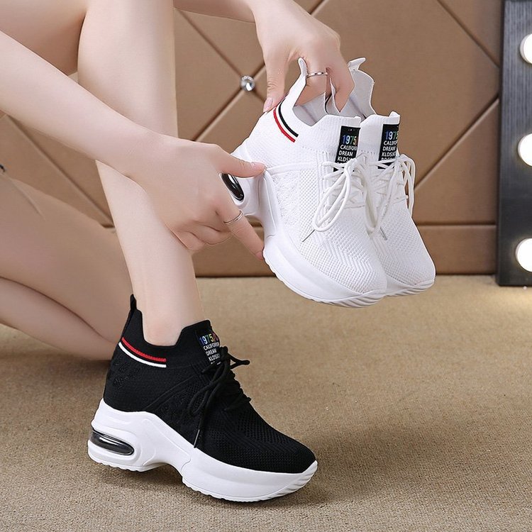 Shoes Womens Sneakers Women's Designer Shoes Tennis Female Woman Fashion Trainers Heels Summer Autumn PU Fabric Retro Lace-Up