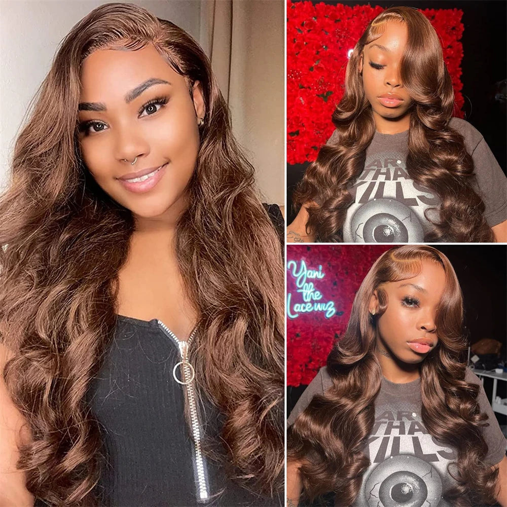 Glue less Brazilian Brown 13x4 Lace Frontal Wigs