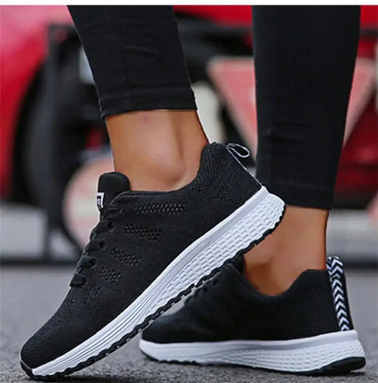 Women's Sneakers 2024 New Breathable Fashion Walking Solid Color Women Sneakers Mesh Fabric Lace Up Female Footwear Women Shoes