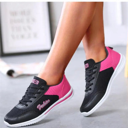 Breathable 2024 New Sneakers For Women Fashion Solid Color Soft Women Sneakers Mesh Fabric Lace Up Female Footwear Ladies Shoes