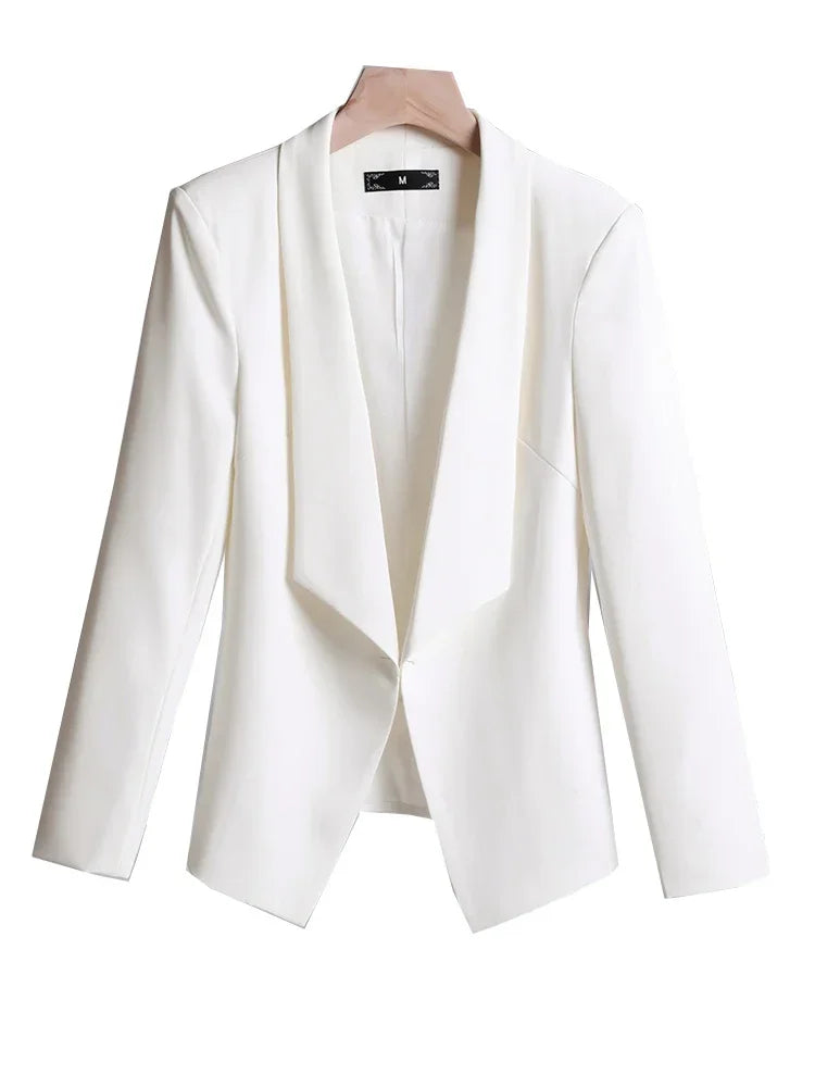 White Black Khaki Solid Ladies Blazer