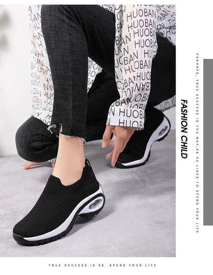 Sneakers Women Fashion Wedge Platform Female New Casual Sport Shoes Ladies Air Cushion Running Mesh Breathable Shoes Wholesale