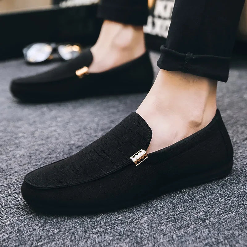 Black Loafers for Men.
Soft Bottom Casual Shoes. Classic Comfort Moccasins Shoes 
Man Flat Driving Shoes Light For Walking.