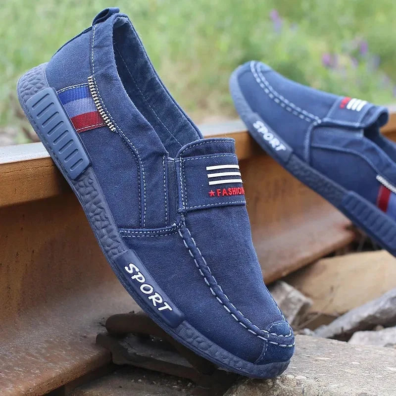 Fashion Men Canvas Shoes Male Summer Casual Denim Shoes Mens Vulcanize Sneakers Slip on Loafers Driving Moccasin Chaussure Homme