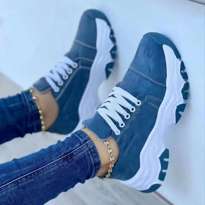 2023 New Women Sneakers Fashion Platform Lace Up Casual Sports Shoes Comfortable Running Ladies Vulcanized Shoes Female Footwear