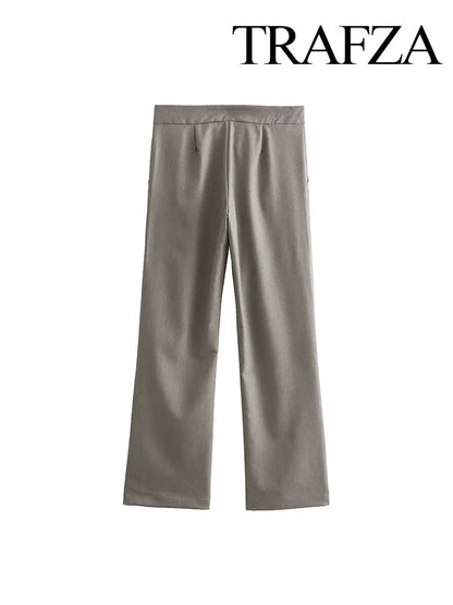 Street Wear Female Pocket Low Waist Straight Pants