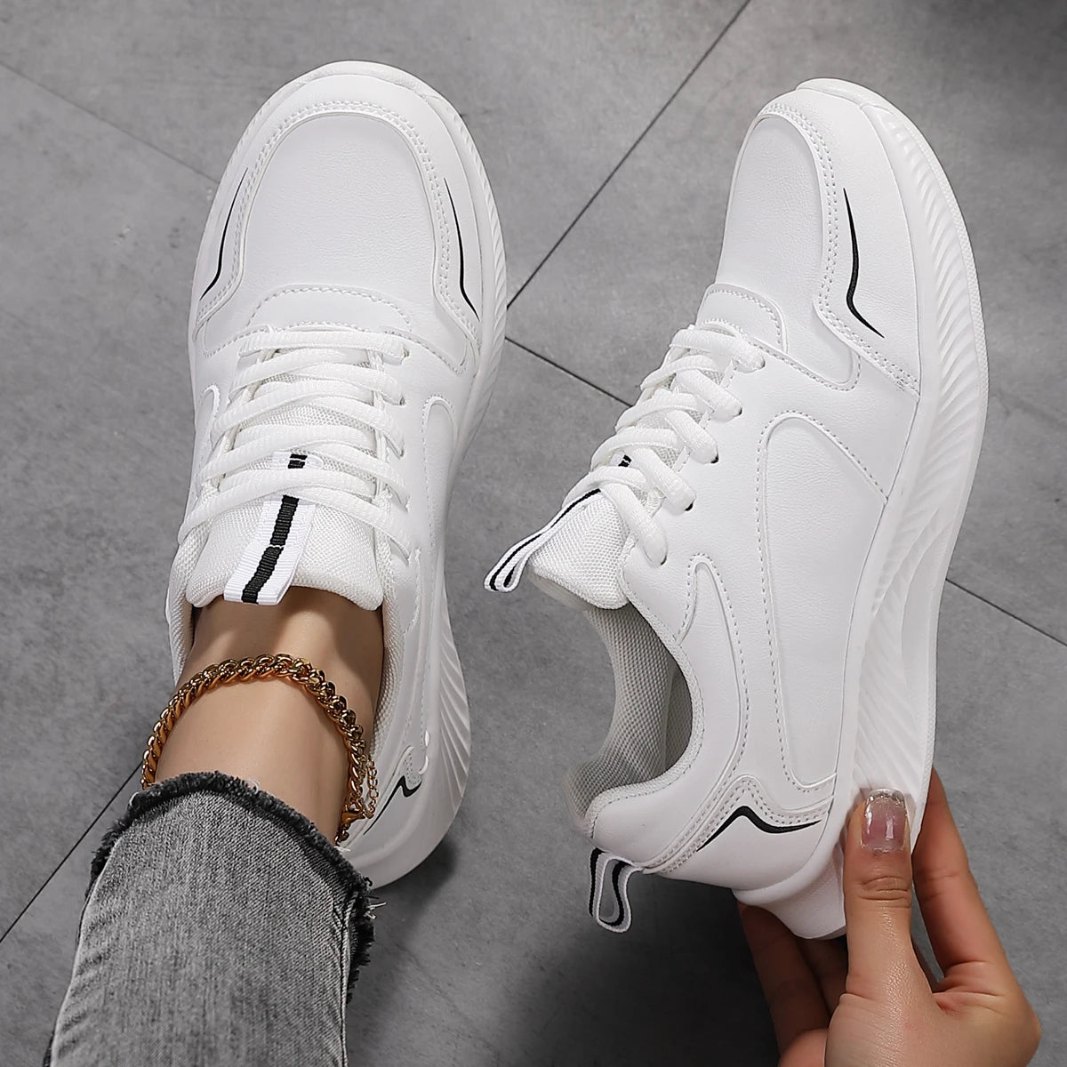 2024 Woman Tennis Sneakers Fashion New Comfort Sports Board Shoes Casual Shoes Female Spring Summer Ladies Female Women Shoe PU