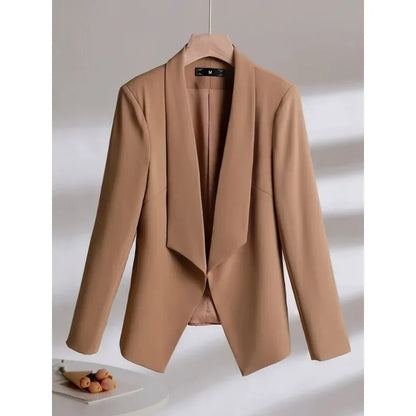 White Black Khaki Solid Ladies Blazer