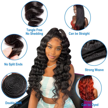 Human Hair. 30 32 40 Inches Double Weft Human Hair